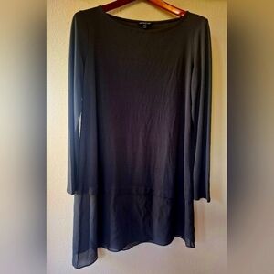 Eileen Fisher 100% Silk Asymmetrical Black Long Sleeve Tunic Womens Petite S